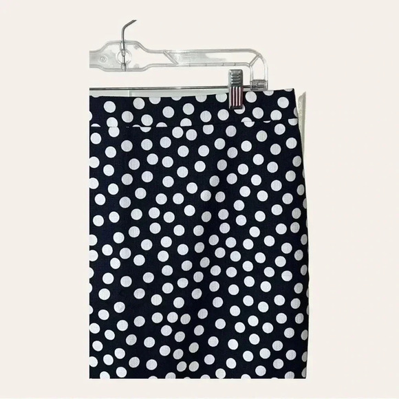 0189W. J. CREW “PENCIL SKIRT” POLKA DOT NAVY BLUE AND WHITE IN COLOR SLIT SZ 12P - Picture 3 of 12